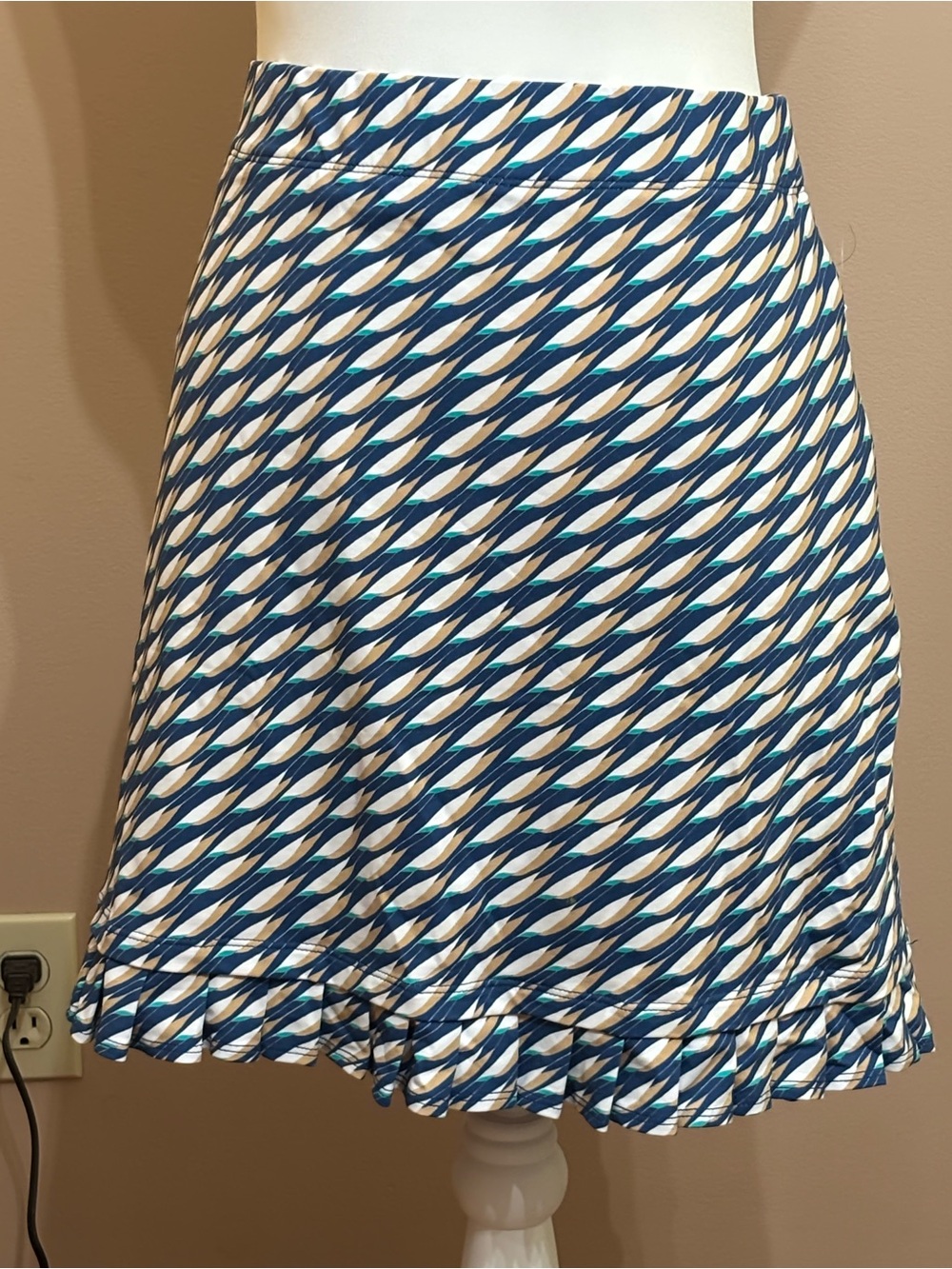 Blue and White Patterned Skort